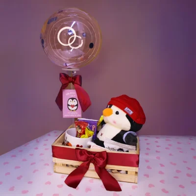 Box pinguino rojo de amor
