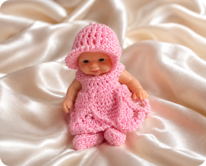 Muñeca tejida con detalle personalizado